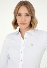 تصویر شومیز زنانه سفید یو اس پولو 