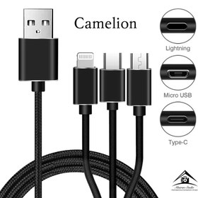 تصویر کابل تبدیل USB به microUSB / لایتنینگ / USB-C کملیون مدل CDC016 