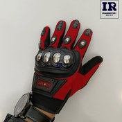 تصویر دستکش موتورسواری چهارفصل ساومی SOUMY ضربگیر دار قرمز 