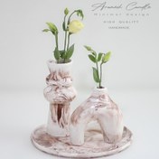 تصویر گلدان استوانه دو توپ سنگ مصنوعی 