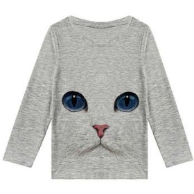 تصویر تی شرت آستین بلند پسرانه طرح گربه کد R70 