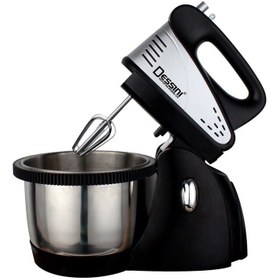 تصویر همزن کاسه دار چرخشی دسینی مدل 404 Dessini 404 Stand Mixer, 220W, 2L Rotating Stainless Steel Bowl, 3 Speeds with Turbo, Includes Beater and Dough Hooks