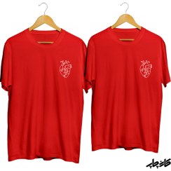 تصویر تیشرت ست دختر و پسر طرح قلب | ست عاشقانه مشکی با چاپ مینیمال 