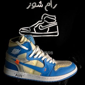 تصویر کتونی نایک جردن 1 مدل jordan 1 white blue unc 