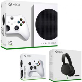 تصویر باندل کنسول Xbox Series S White + Controller + Xbox Stereo Wired 