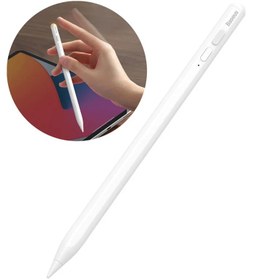 تصویر قلم لمسی بیسوس مدل BS-PS001 Wireless Version Baseus Smooth Writing Active Stylus (Wireless Version) White (Containing Universal Type-C 3A 0.3m USB Wire in White*1; Active Tip*1) SXBC000102