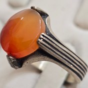 تصویر انگشتر نقره مردانه با سنگ عقیق یمن 