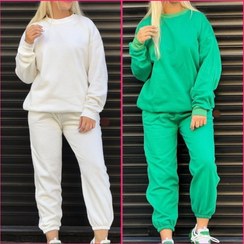 تصویر ست بلوز دورس و شلوار جاگر زنانه فری سایز ۳۶ تا ۴۴ رنگ سبز و سفید 