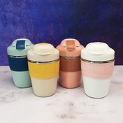 تصویر تراول ماگ نی دار و آسان نوش دار دور سیلیکونی 350 میلی لیتری Silicone travel mug1