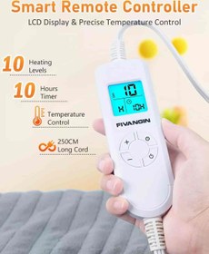 تصویر پتو برقی برند JERVAMNI مدل TSK-1SC JERVAMNI Electric Blanket Heated Throw - Fast Heating, Thermostatic Control, 10 Heating Levels, 10H Timer, Flannel Fleece Material, Machine Washable