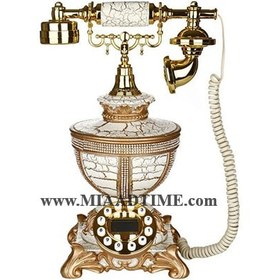 تصویر تلفن رومیزی سلطنتی آرنوس رنگ طلایی سفید کرش مدل 105 