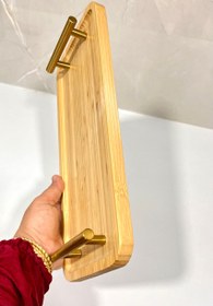 تصویر سینی دسته طلایی بامبو - 16*35 سانتی متر Golden bamboo handle tray