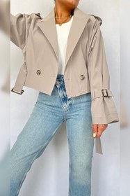تصویر ترنچ کت کراپ Crop trench coat
