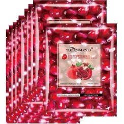 تصویر بسته 10 عددی ماسک ورقه ای صورت سومو عصاره انار seomou Pomegranate 