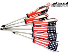 تصویر مجموعه ۶ عددی پیچ گوشتی دو طرفه آچارخور دسته آمریکایی 