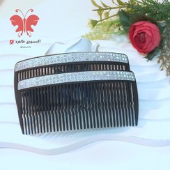 تصویر شانه زلفی مشکی لبه نقره ای 