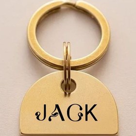 تصویر پلاک نیم دایره مدل JACK - 3 سانتی متر / 2 حک / نقره ای 