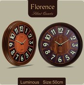 تصویر ساعت دیواری چوبی شب نما برند لومینوس(فلورانس) - قهوه ای روشن 