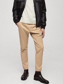 تصویر شلوار چینی کمر باریک و کوتاه پراتو برند mango man Prato Cropped Tapered Chino Trousers