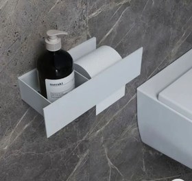 تصویر شلف دستمال توالت فلزی کد SH3104 - سفید Toilet paper shelf