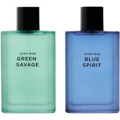 تصویر ادوتویلت مردانه زارا دوقلو بلو من اسپریت و گرین ساواج (100میل) ZARA MAN GREEN SAVAGE + BLUE