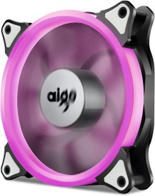 تصویر Aigo، Halo LED Ring Fan 120mm 12cm PC CPU Case Case کامپیوتر خنک کننده نئون کاملا روشن پاک کننده فن 4 مود / 3 پین (صورتی) 