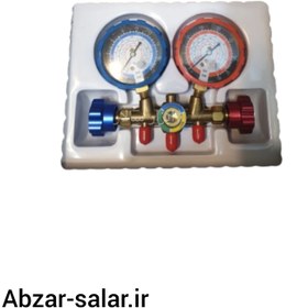 تصویر گیج دو قلو هانگسن(شیر فلزی) Hongsen twin gauge Brass Manifold (steel valve)