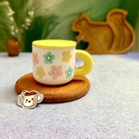 تصویر ⁣ ماگ جذاب طرح گل⁣ ⁣سرامیکی 