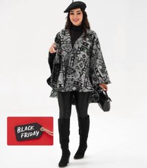 تصویر پانچو دورو مخمل ژاکارد زنانه 