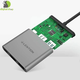 تصویر هاب 3 پورت USB-C لنشن مدل C14 هاب لپ تاپ USB Type-C 3 لنشن خاکستری