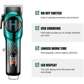 تصویر ماشین اصلاح وی جی آر مدل V-166 با برش مستقیم و تیغه استیل ضد زنگ 