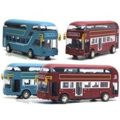 تصویر اسباب بازی ماشین فلزی اتوبوس دو طبقه لوکس چراغدار و موزیکال مدل Double-Decker Bus Model 