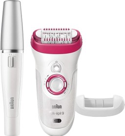 تصویر اپیلاتور سری 9 براون مدل 9538 به همراه اپیلاتور صورت Braun Silk-epil 9 9-538 Wet &amp; Dry Epilator