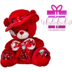 تصویر عروسک خرس کلاه دار ۳۶ سانتی 