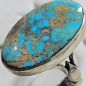 تصویر انگشتر نقره مردانه فیروزه نیشابوری معدنی 