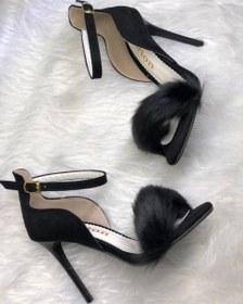 تصویر کفش مجلسی زنانه خزدار سایز ۳۶ تا ۴۰ پاشنه ۹ سانت 