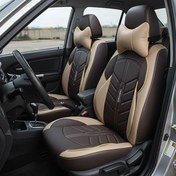 تصویر روکش صندلی ماشین شاهسوند مدل سمند رنگ کرم قهوه ای 76204 