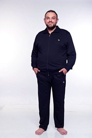 تصویر ست لباس راحتی مردانه یقه زیپدار از جلو نیمه اسکی سایز بزرگ سرمه ای مشکی برند BlackHorn کد 1609290906 