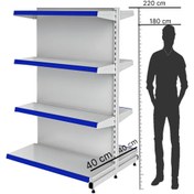تصویر ست قفسه وسط فروشگاهی ارتفاع 2.20 سانتی متری کف 40 سانتی متری 
