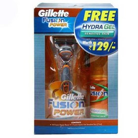 تصویر ست خود تراش ژیلت Fusion Power همراه ژل اصلاح ا Gillette Fusion Power Razor With Hydra Gel Gillette Fusion Power Razor With Hydra Gel