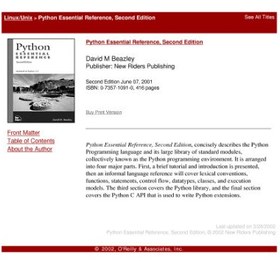 تصویر دانلود کتاب Python essential reference 2nd ed کتاب انگلیسی مرجع ضروری پایتون 2nd ed