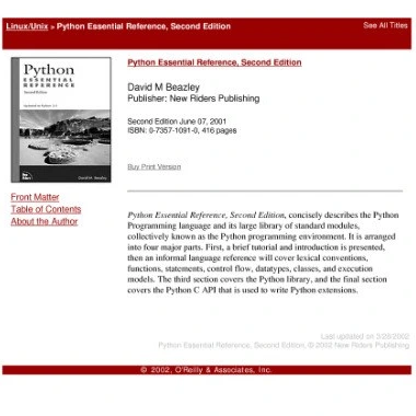 خرید و قیمت دانلود کتاب Python essential reference 2nd ed | ترب