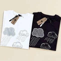 تصویر پیراهن دخترانه طرح ابر و باران سایز ۱۲ تا ۱۴ سال جنس پنبه‌ای 