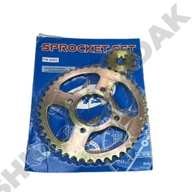 تصویر دنده عقب جلو موتور سیکلت آپاچی 180 برند تی وی اس (TVS) TVS brand Apache 180 motorcycle chain gear set