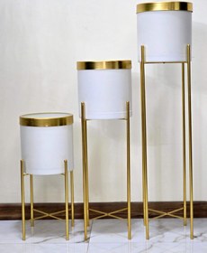 تصویر ست گلدان و پایه ۳ سایزی - سفید / ۲۰ سانتیمتر Vase and stand set in 3 sizes