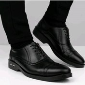 تصویر کفش مردانه مجلسی رویه چرم مصنوعی سایز ۴۳ مشکی 