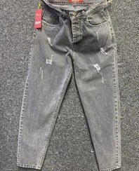 تصویر شلوار مام فیت جدید مردانه رنگ طوسی دودی پارچه پنبه سنگشور کجراه کد ۵۴۳۳۲ 