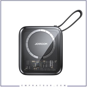 تصویر پاوربانک 10000 و شارژر بی سیم آهنربایی جویروم با کابل همراه لایتنینگ JOYROOM JR-L007 Magnetic Wireless Power Bank 22.5W 