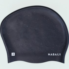 تصویر کلاه شنا نابایجی - دکتلون Nabaiji Silicone Swimming Cap - Suitable for Long Hair - Black - 500 