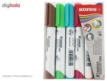 تصویر ماژیک وایت برد کورس مدل XW1 بسته 6 عددی Kores XW1 whiteboard marker 6Colors Package